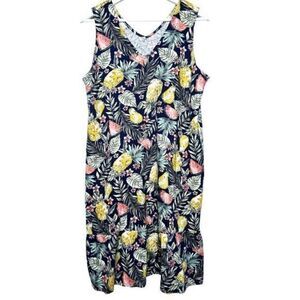 J.Jill Flounced Hem Double V-Neck‎ Sleeveless Dress Size Medium